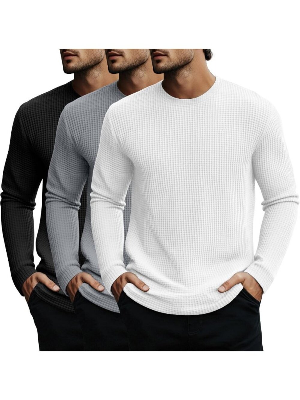 Men's Big & Tall Waffle Thermal Underwear Tops - 3 Pack, Cozy & Warm Essentials